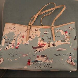 Spartina Nautical Print Tote Bag - Cream and Blue
